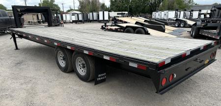 New 2026 Road Boss 25' Tandem Axle Gooseneck Flatbed with 8ks Equipment Trailer