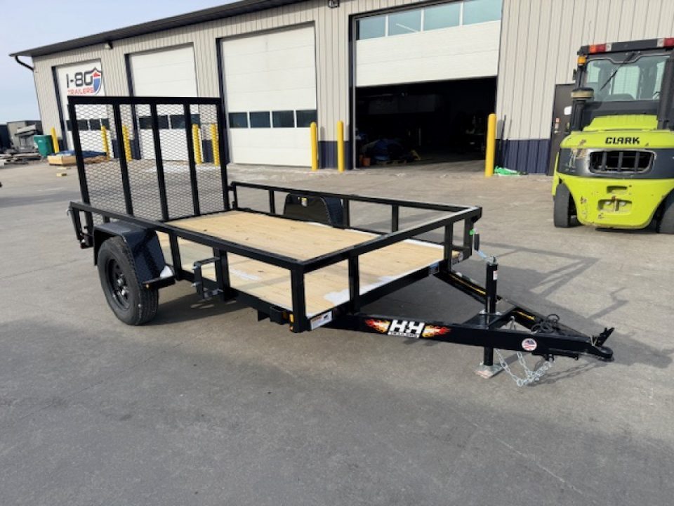 New 2026 H&H Black 66"x10' 3k Rail Side Utility Trailer