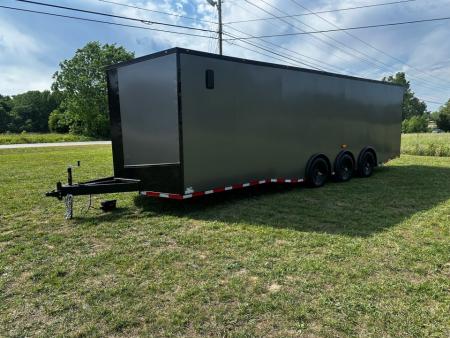 New 2026 Luxe 8.5x28 Car Hauler- 5200LB Triple Torsion Axle--HD RAMP- BOGEY WHEELS-Blackout- Enclosed Car Hauler