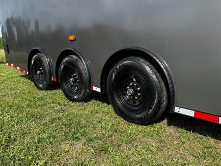 New 2026 Luxe 8.5x28 Car Hauler- 5200LB Triple Torsion Axle--HD RAMP- BOGEY WHEELS-Blackout- Enclosed Car Hauler