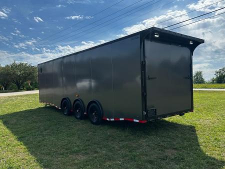 New 2026 Luxe 8.5x28 Car Hauler- 5200LB Triple Torsion Axle--HD RAMP- BOGEY WHEELS-Blackout- Enclosed Car Hauler