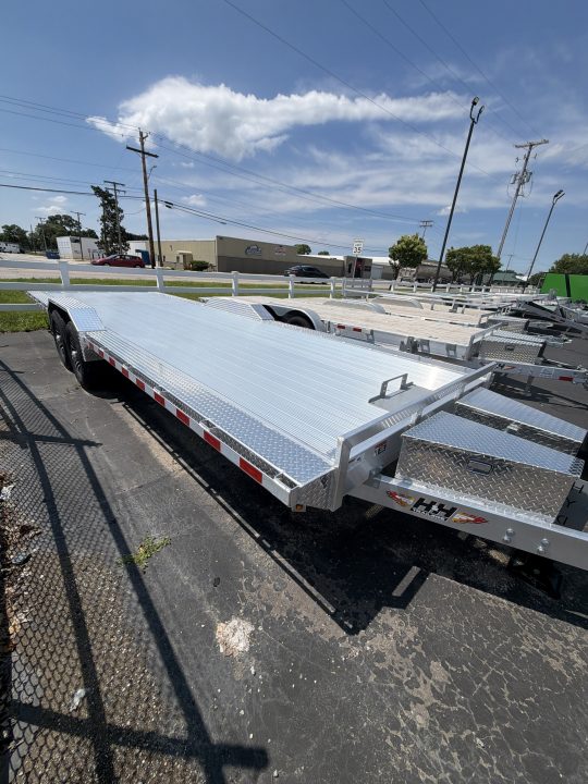 New 2026 H&H Trailers 102x24 Aluminum Electric Tilt Speed Loader Car Hauler, 14K