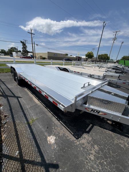 New 2026 H&H Trailers 102x24 Aluminum Electric Tilt Speed Loader Car Hauler, 14K