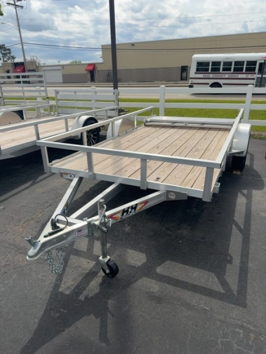 New H&H Trailers 76x12 Aluminum Rail Side Utility Trailer, 3K Idler