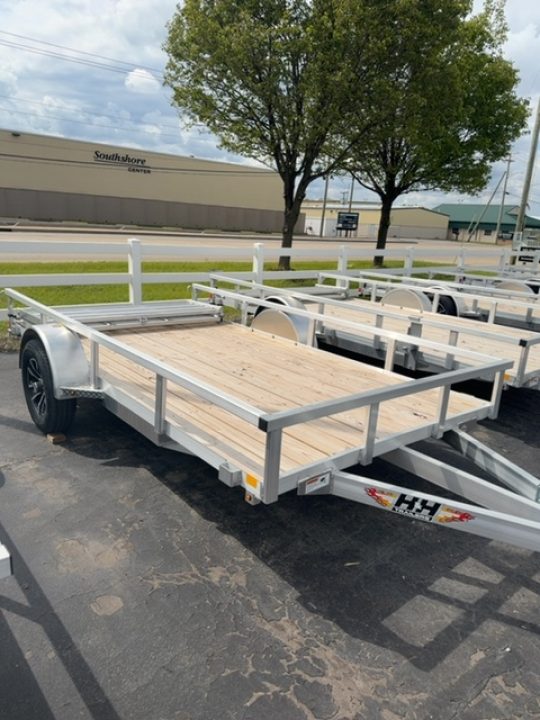 New H&H Trailers 76x12 Aluminum Rail Side Utility Trailer, 3K Idler