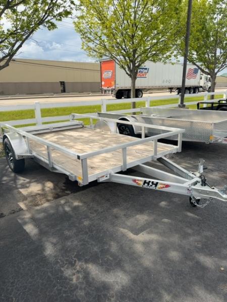 New H&H Trailers 76x12 Aluminum Rail Side Utility Trailer, 3K Idler