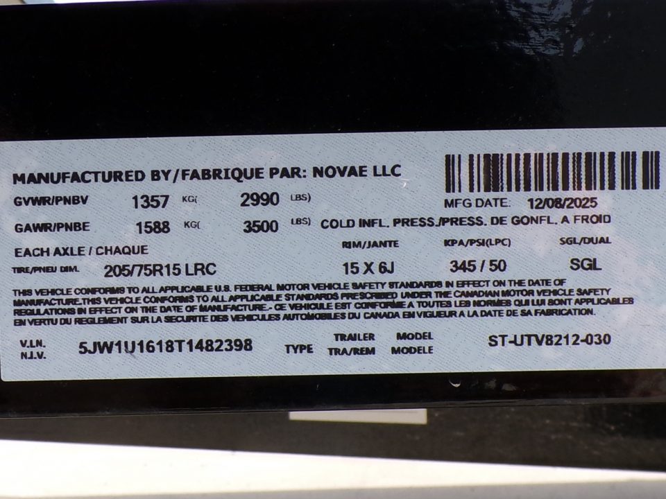 New 2026 Sure-Trac UTV8212 Utility Trailer