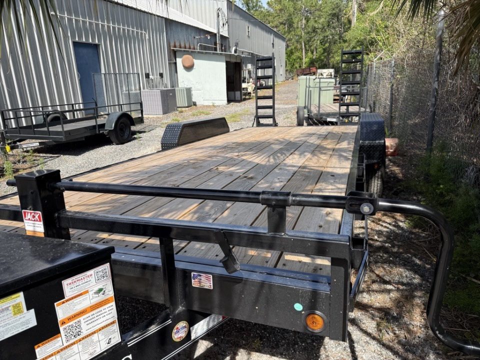 Used 2026 East Texas Trailers 2026 East Texas Trailers 7 X 20 Equipment Trailer with 14K Capacity and Spare Tire Mount with Heavy Duty Ramps and Storage Box Up Front Equipment Trailer