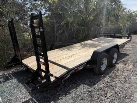 Used 2026 East Texas Trailers 2026 East Texas Trailers 7 X 20 Equipment Trailer with 14K Capacity and Spare Tire Mount with Heavy Duty Ramps and Storage Box Up Front Equipment Trailer