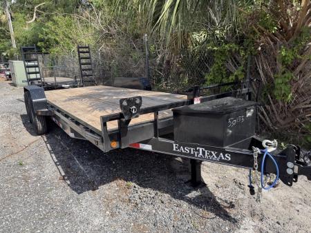 Used 2026 East Texas Trailers 2026 East Texas Trailers 7 X 20 Equipment Trailer with 14K Capacity and Spare Tire Mount with Heavy Duty Ramps and Storage Box Up Front Equipment Trailer