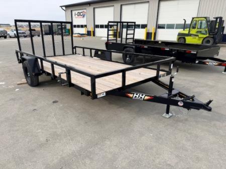 New 2026 H&H Black 82"x14' 3k Rail Side Utility Trailer