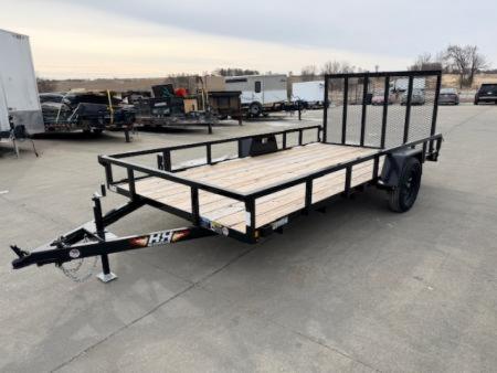 New 2026 H&H Black 82"x14' 3k Rail Side Utility Trailer