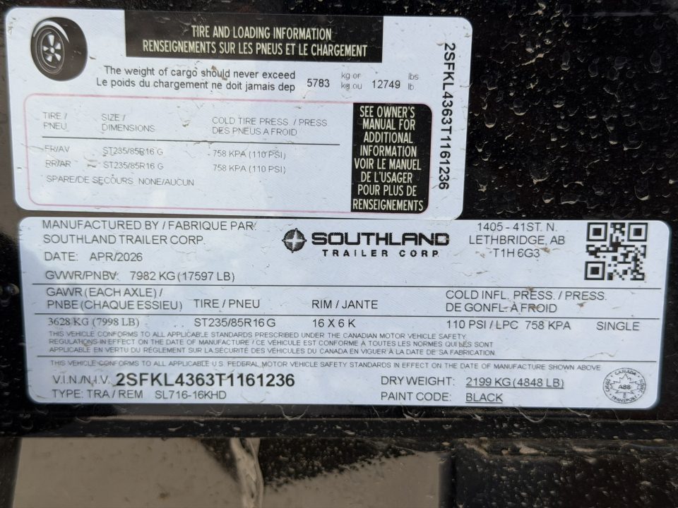 New 2026 Southland Trailers 7-16 Dump W/ 7 Gauge Floor 8K Axles