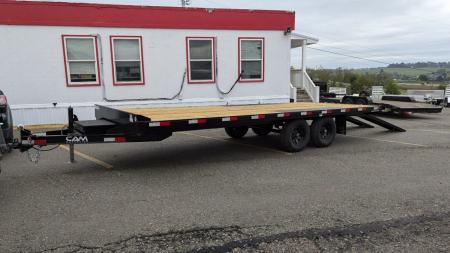 New 2026 CAM Superline 20' General Duty Flat Deck Deckover w/ 8' Underbody Ramps