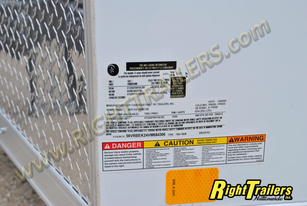 New 2027 8.5X24 RC Cargo Trailer