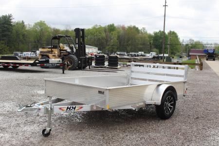 New 2026 H & H 6.4' x 10' Aluminum Utility Trailer - BiFold Ramp - 2990# GVW - SOLID SIDE