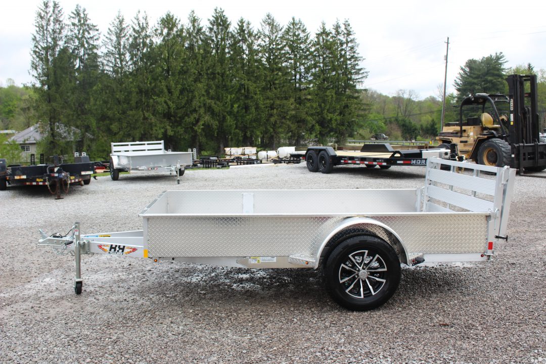 New 2026 H & H 6.4' x 10' Aluminum Utility Trailer - BiFold Ramp - 2990# GVW - SOLID SIDE