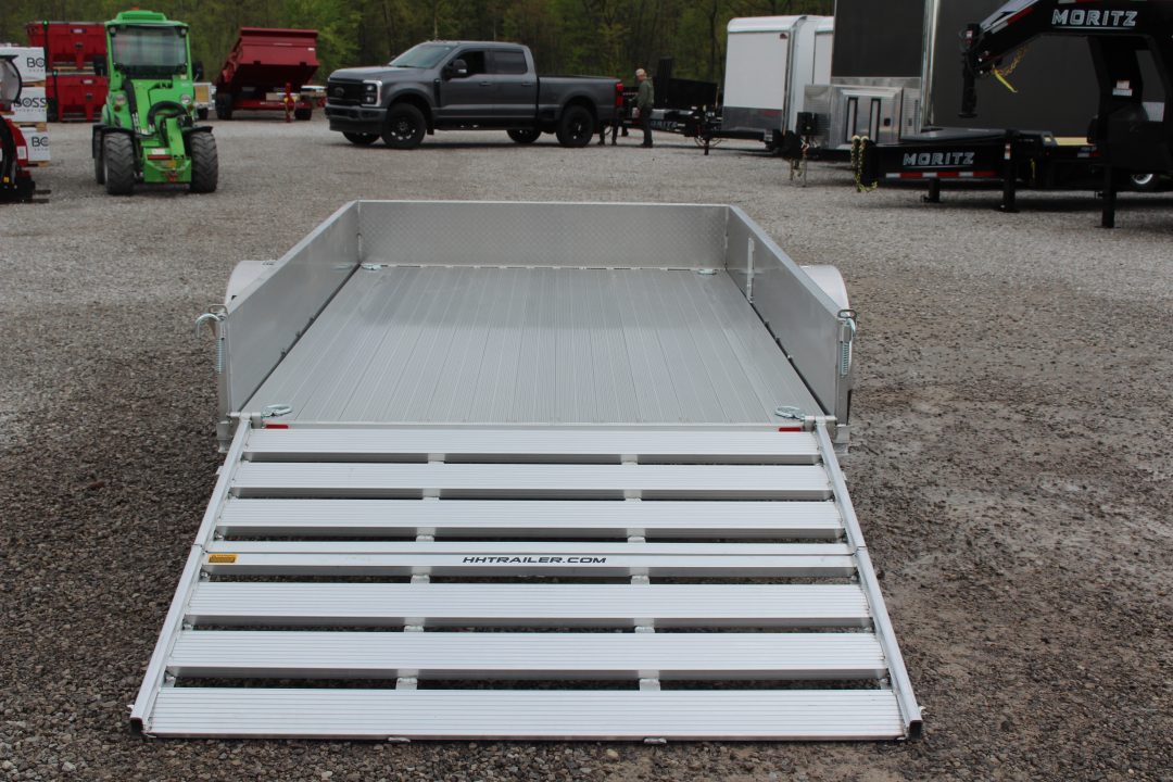 New 2026 H & H 6.4' x 10' Aluminum Utility Trailer - BiFold Ramp - 2990# GVW - SOLID SIDE