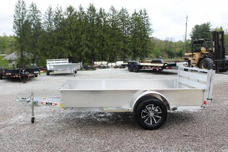 New 2026 H & H 6.4' x 10' Aluminum Utility Trailer - BiFold Ramp - 2990# GVW - SOLID SIDE