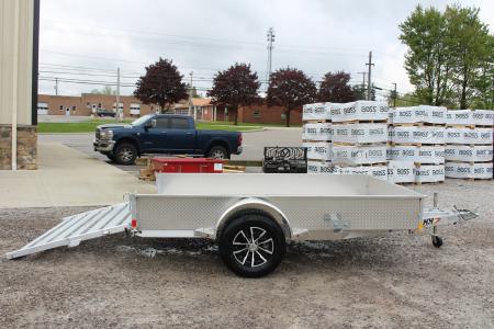 New 2026 H & H 6.4' x 10' Aluminum Utility Trailer - BiFold Ramp - 2990# GVW - SOLID SIDE