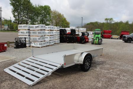 New 2026 H & H 6.4' x 10' Aluminum Utility Trailer - BiFold Ramp - 2990# GVW - SOLID SIDE