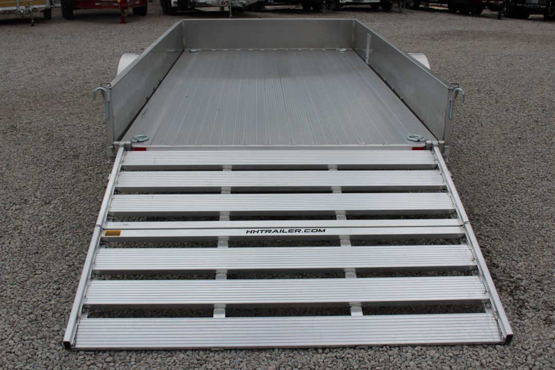 New 2026 H & H 6.4' x 12' Aluminum Utility Trailer - BiFold Ramp - 2990# GVW - SOLID SIDE