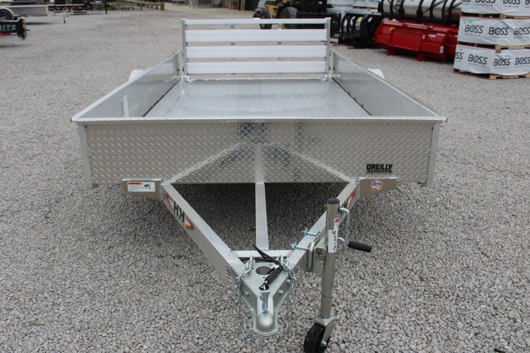 New 2026 H & H 6.4' x 12' Aluminum Utility Trailer - BiFold Ramp - 2990# GVW - SOLID SIDE