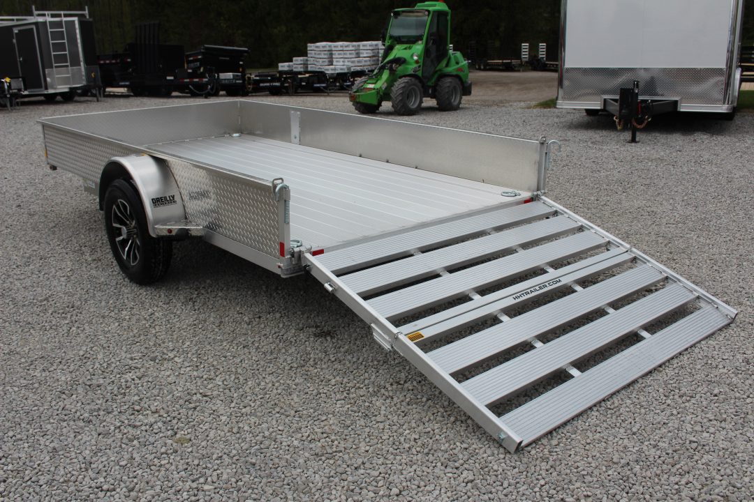 New 2026 H & H 6.4' x 12' Aluminum Utility Trailer - BiFold Ramp - 2990# GVW - SOLID SIDE