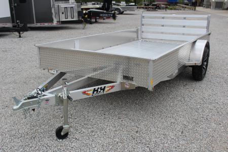 New 2026 H & H 6.4' x 12' Aluminum Utility Trailer - BiFold Ramp - 2990# GVW - SOLID SIDE