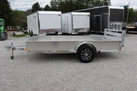 New 2026 H & H 6.4' x 12' Aluminum Utility Trailer - BiFold Ramp - 2990# GVW - SOLID SIDE