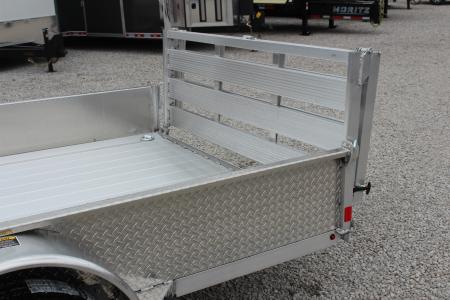 New 2026 H & H 6.4' x 12' Aluminum Utility Trailer - BiFold Ramp - 2990# GVW - SOLID SIDE