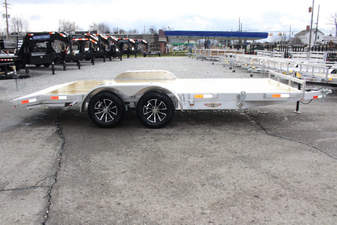 New 2026 H & H Trailer 7' x 18' Heavy Duty Aluminum Car Hauler - Slide In Ramps - 7000# GVW