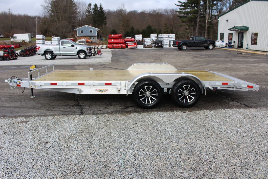 New 2026 H & H Trailer 7' x 18' Heavy Duty Aluminum Car Hauler - Slide In Ramps - 7000# GVW