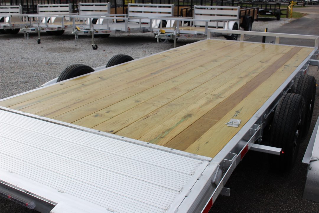 New 2026 H & H Trailer 7' x 18' Heavy Duty Aluminum Car Hauler - Slide In Ramps - 7000# GVW