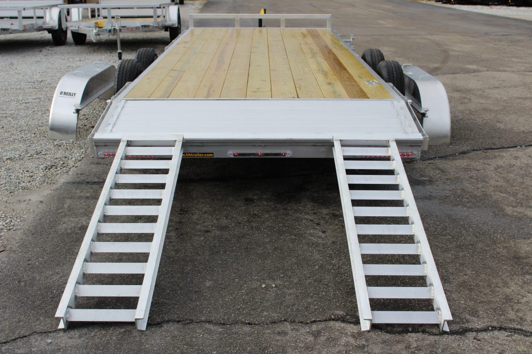 New 2026 H & H Trailer 7' x 18' Heavy Duty Aluminum Car Hauler - Slide In Ramps - 7000# GVW