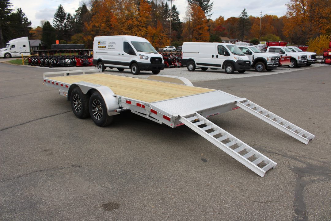 New 2026 H & H Trailer 7' x 18' Heavy Duty Aluminum Car Hauler - Slide In Ramps - 9900# GVW