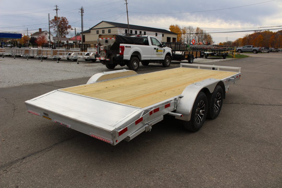 New 2026 H & H Trailer 7' x 18' Heavy Duty Aluminum Car Hauler - Slide In Ramps - 9900# GVW