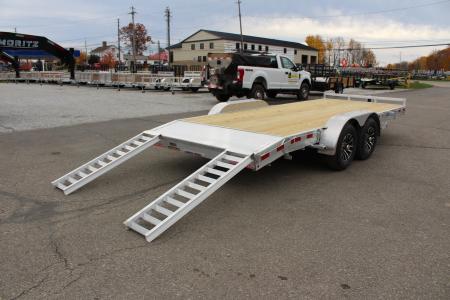 New 2026 H & H Trailer 7' x 18' Heavy Duty Aluminum Car Hauler - Slide In Ramps - 9900# GVW