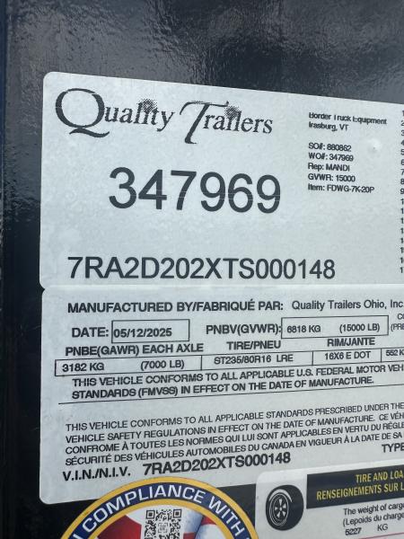 New 2025 Quality Trailers FDWG-7K-20P Gooseneck Bodies
