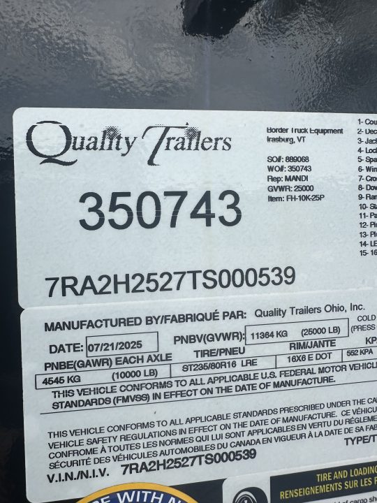 New 2025 Quality Trailers FH-10K-25P Gooseneck Bodies