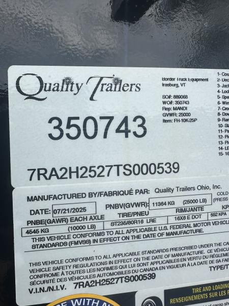 New 2025 Quality Trailers FH-10K-25P Gooseneck Bodies