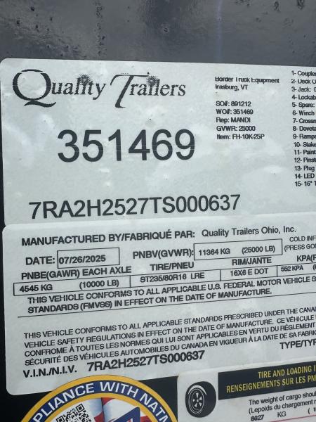 New 2025 Quality Trailers FH-10K-25P Gooseneck Bodies