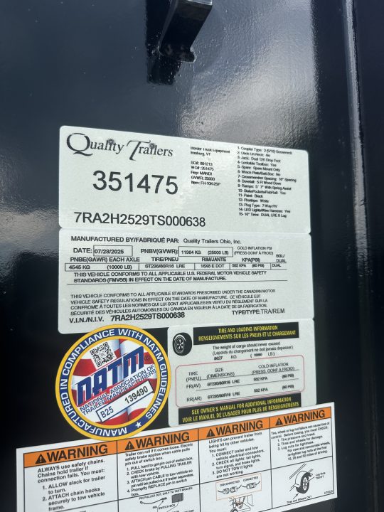 New 2025 Quality Trailers FH-10K-25P Gooseneck Bodies