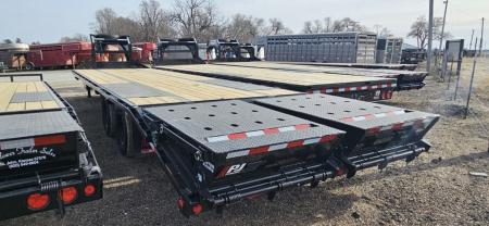 New 2026 PJ Trailers 102" x 32' Low-Pro Flatdeck with Duals & Hydraulic Jacks