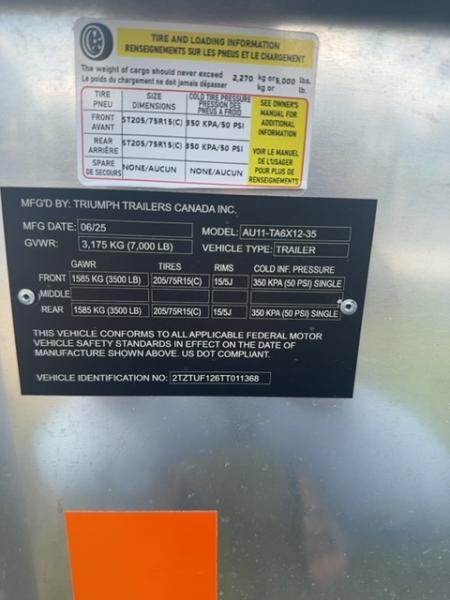 New 2026 Triumph Trailers AU11-TA6X12-35 Utility Trailer