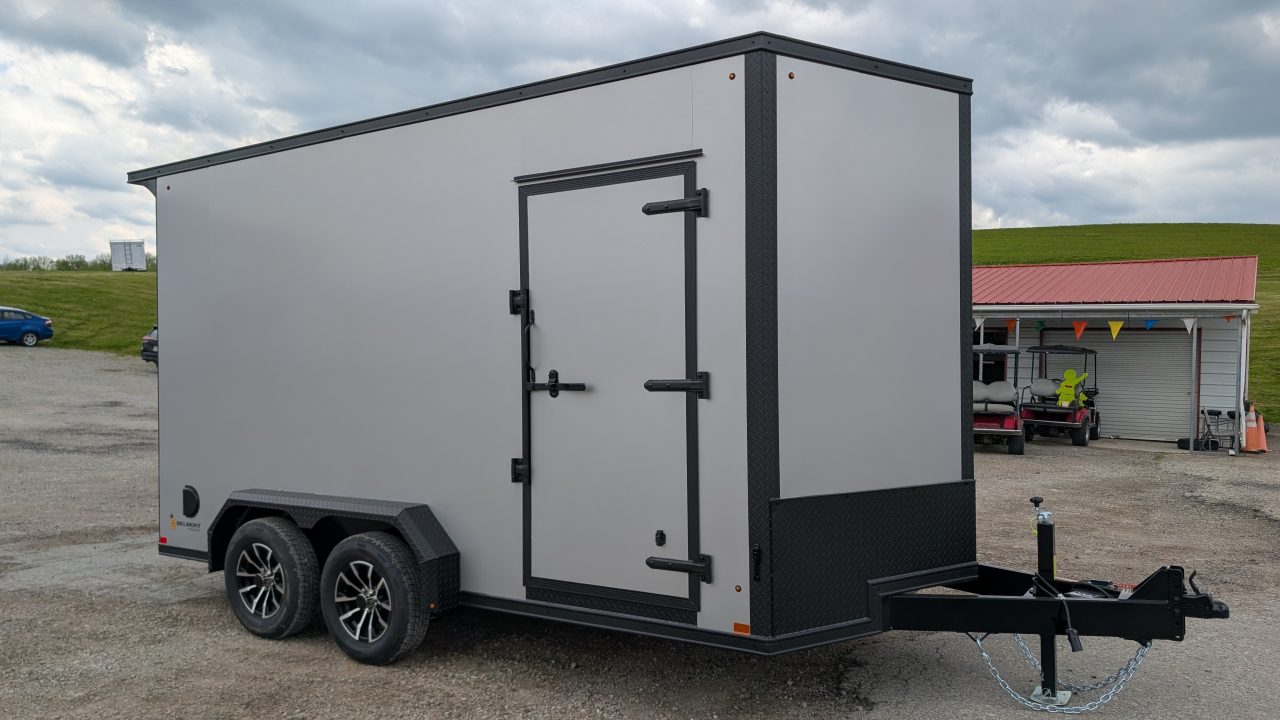 New 2026 BELMONT 7x14 Tandem V-Nose Cargo Trailer w/ Ramp (90" INSIDE HEIGHT!!!)