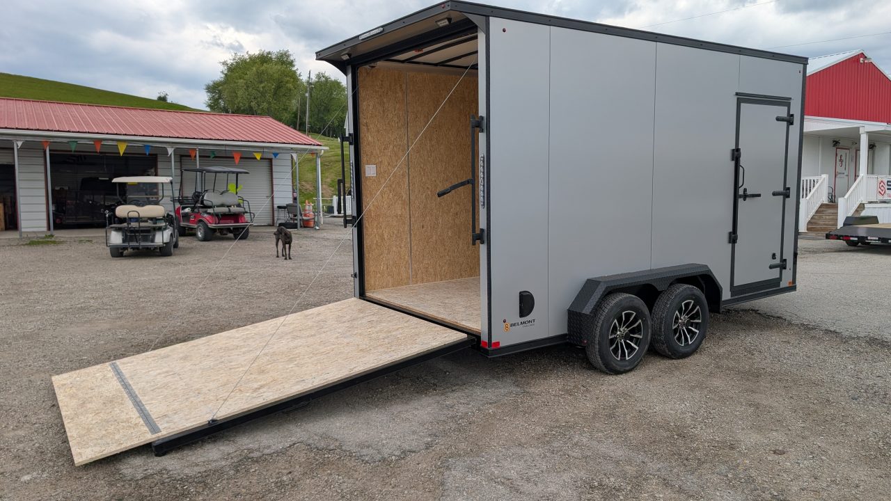 New 2026 BELMONT 7x14 Tandem V-Nose Cargo Trailer w/ Ramp (90" INSIDE HEIGHT!!!)