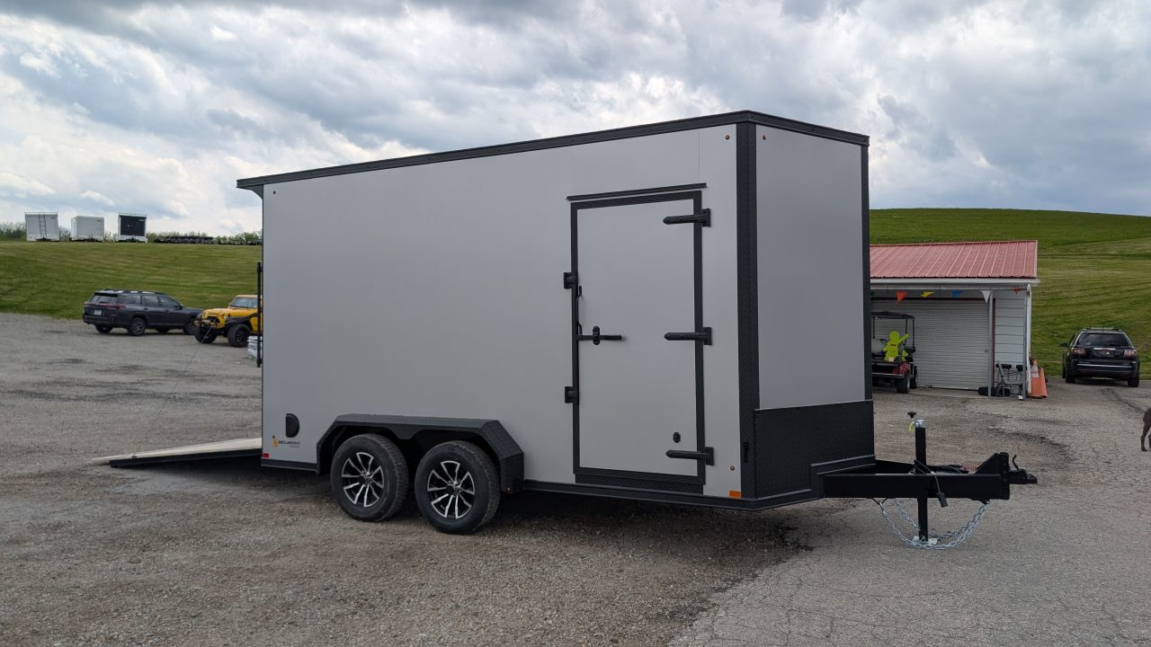 New 2026 BELMONT 7x14 Tandem V-Nose Cargo Trailer w/ Ramp (90" INSIDE HEIGHT!!!)