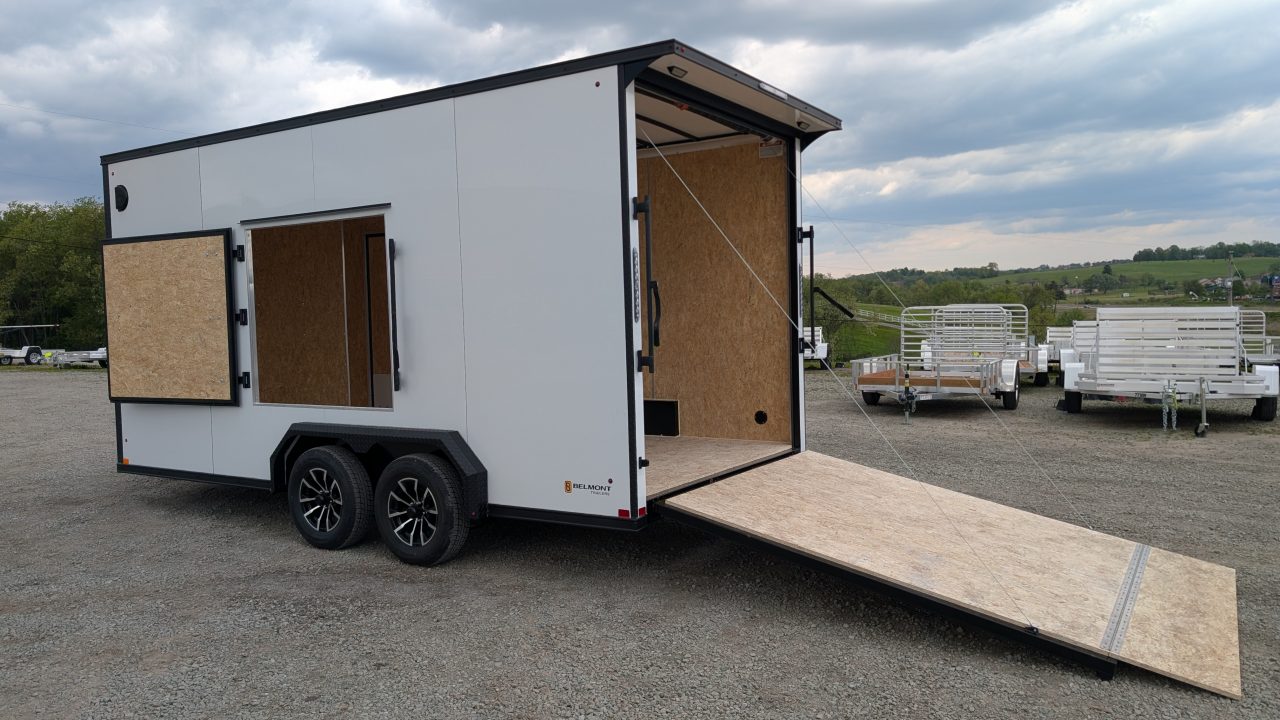 New 2026 BELMONT 7.5 x 16 V-Nose Cargo Trailer w/ Ramp Door (90" INSIDE HEIGHT!!!)