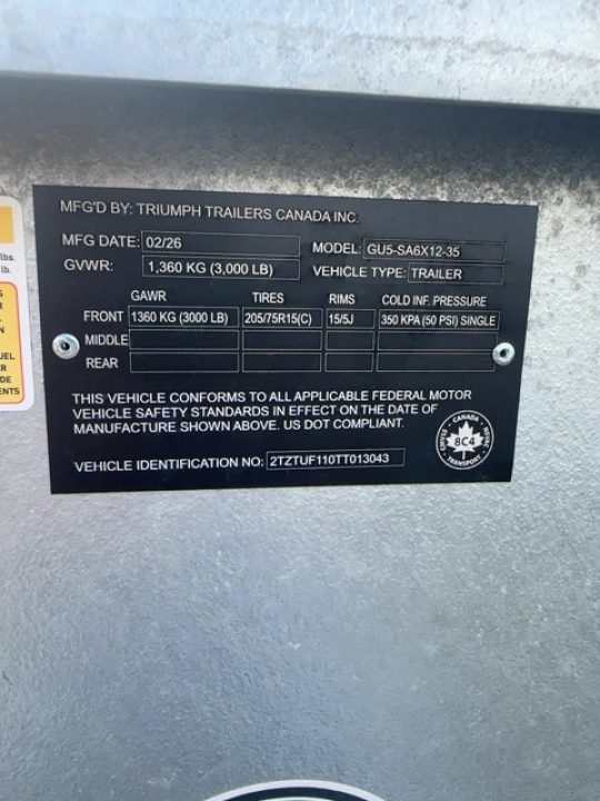 New 2026 Triumph Trailers GU5-SA6X12-35 Utility Trailer